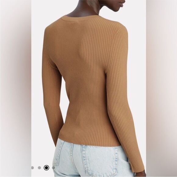 A.L.C. Ribbed Tan Long Sleeve Top, XL - Picture 2 of 12